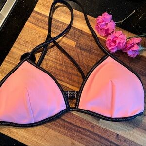 VIctorias secret neoprene bikini top pink black small